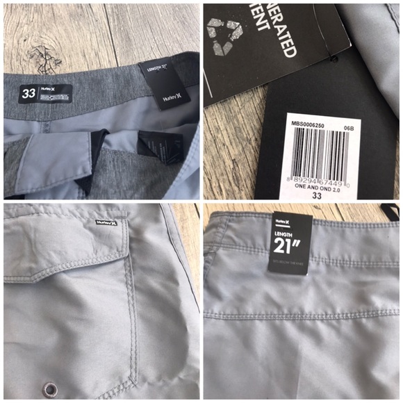 NWT Hurley One and OnD 2,0 Men’s Short Grey AUTHEN - Picture 7 of 7